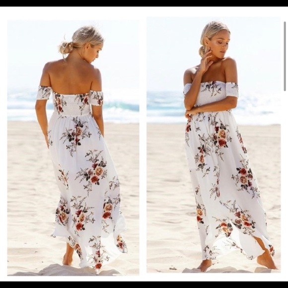 Summer Boho Off-shoulder Floral Dress - Picture 1 of 3